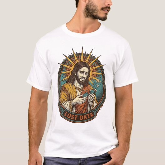 Jezus Verpletterde USB Flash Drive Verloren Data H T-shirt (Voorkant)