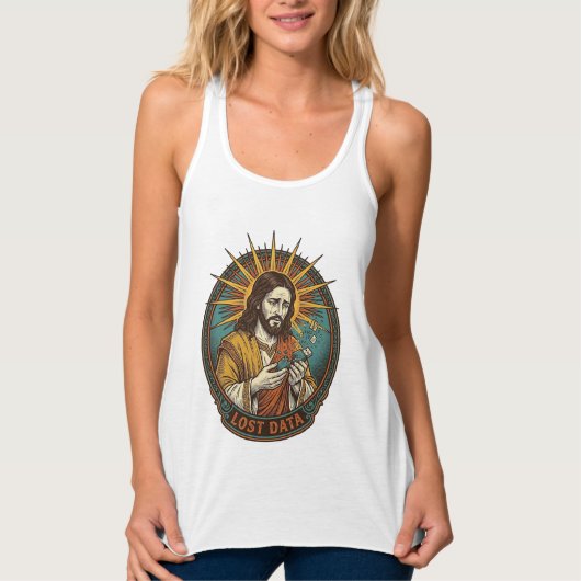 Jezus Verpletterde USB Flash Drive Verloren Data H Tanktop (Voorkant)