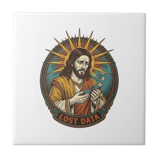 Jezus Verpletterde USB Flash Drive Verloren Data H Tegeltje (Voorkant)