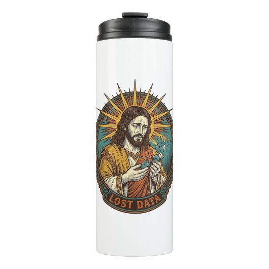 Jezus Verpletterde USB Flash Drive Verloren Data H Thermosbeker (Voorkant)