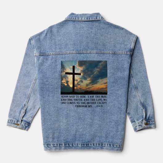 Jezus Verrijzenis Ik ben De Weg & Het Waarheidskru Denim Jacket (Achterkant)