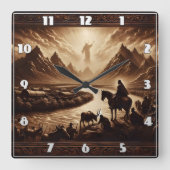 Jezus verschijnt boven de bergen bij zonsopgang vierkante klok (Voorkant)