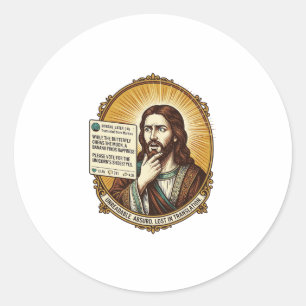 Jezus Verward Auto Vertaal Post Mislukt Sociale Hu Ronde Sticker