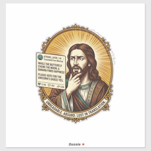 Jezus Verward Auto Vertaal Post Mislukt Sociale Hu Sticker (Vel)
