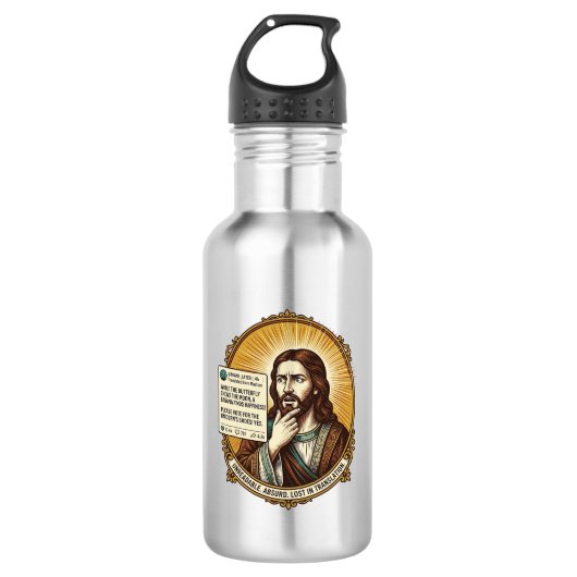 Jezus Verward Auto Vertaal Post Mislukt Sociale Hu Waterfles (Voorkant)
