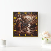 Jezus verwelkomd in een sereen berglandschap vierkante klok (Huis)