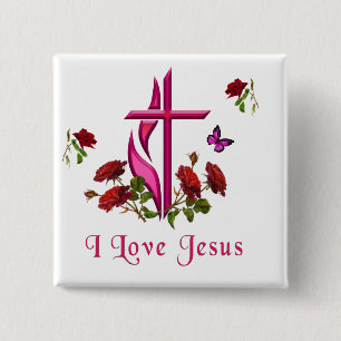 Jezus Vierkante Button 5,1 Cm