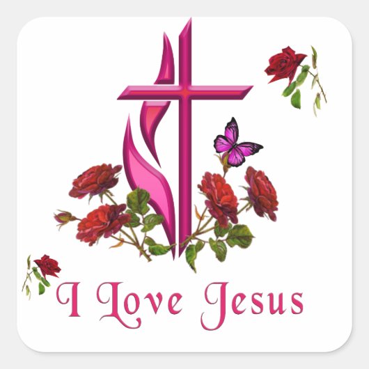 Jezus Vierkante Sticker (Voorkant)
