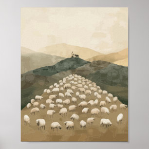 Jezus vindt het verloren schaap Illustratie Poster
