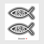 Jezus vis Christelijk religieus symbool zwart wit Sticker (Vel)