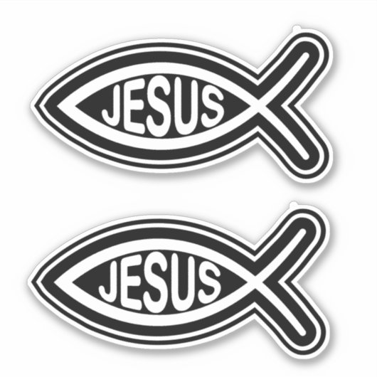Jezus vis Christelijk religieus symbool zwart wit Sticker (Voorkant)