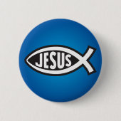 Jezus Vis Geheim Symbool Ichthys Ronde Button 5,7 Cm (Voorkant)