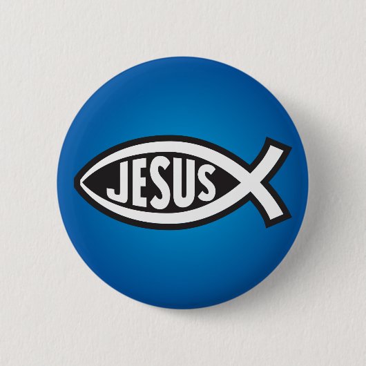 Jezus Vis Geheim Symbool Ichthys Ronde Button 5,7 Cm (Voorkant)