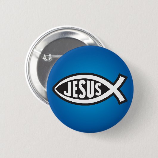 Jezus Vis Geheim Symbool Ichthys Ronde Button 5,7 Cm (Voorkant /achterkant)