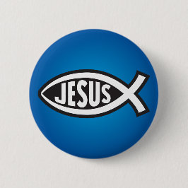 Jezus Vis Geheim Symbool Ichthys Ronde Button 5,7 Cm