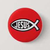 Jezus vis geheim symbool Ichthys Ronde Button 5,7 Cm (Voorkant)