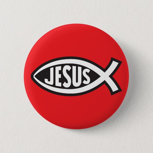 Jezus vis geheim symbool Ichthys Ronde Button 5,7 Cm (Voorkant)