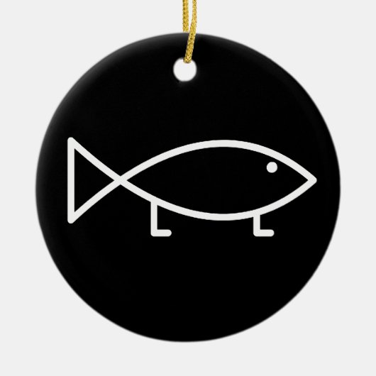 Jezus vis met legen - siervissen keramisch ornament (Voorkant)
