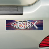 Jezus Vis mooie zonsondergang Bumpersticker (Op auto)