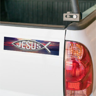 Jezus Vis mooie zonsondergang Bumpersticker