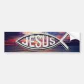 Jezus Vis mooie zonsondergang Bumpersticker (Voorkant)