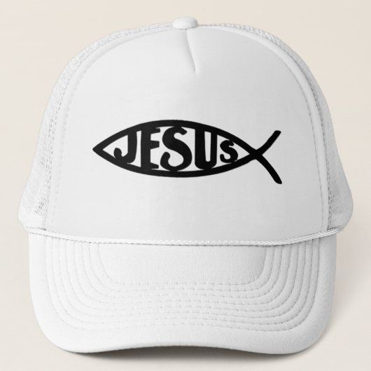 Jezus Vis (Pet zwart) Trucker Pet (Voorkant)
