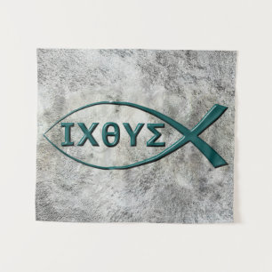Jezus Vis Symbool Tapestry Wandkleed