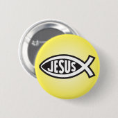 Jezus Visgeheim Symbool Ichthys Ronde Button 5,7 Cm (Voorkant /achterkant)