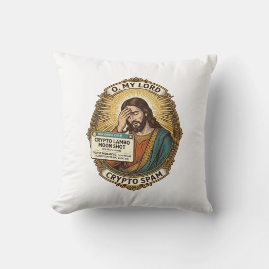 Jezus Voegde Spam Crypto Groepschat Ergernis Humor Kussen (Voorkant)
