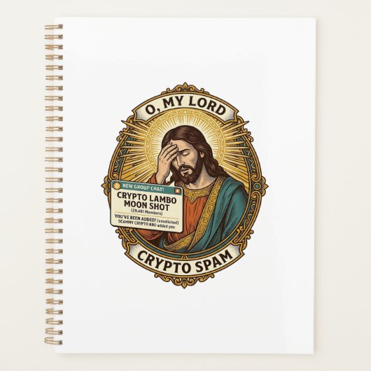 Jezus Voegde Spam Crypto Groepschat Ergernis Humor Planner (Voorkant)