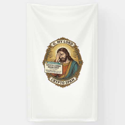 Jezus Voegde Spam Crypto Groepschat Ergernis Humor Spandoek (Verticaal)