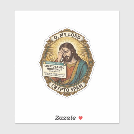 Jezus Voegde Spam Crypto Groepschat Ergernis Humor Sticker (Vel)