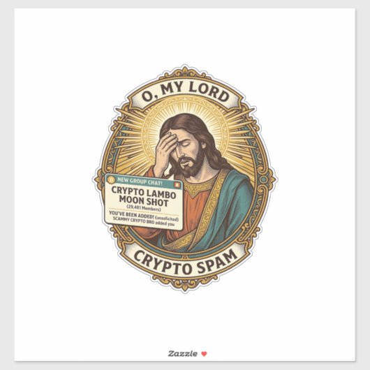Jezus Voegde Spam Crypto Groepschat Ergernis Humor Sticker (Vel)