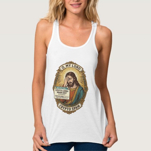 Jezus Voegde Spam Crypto Groepschat Ergernis Humor Tanktop (Voorkant)