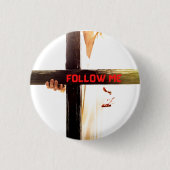 Jezus volgt me Frisbee Ronde Button 3,2 Cm (Voorkant)