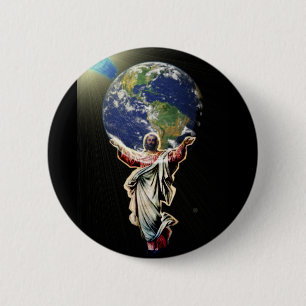 Jezus voor de wereld ronde button 5,7 cm
