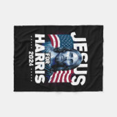 Jezus voor Harris Kamala 2024 Fleece Deken (Voorkant (Horizontaal))