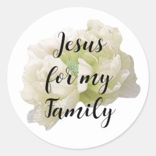 Jezus voor mijn familie ronselaar ronde sticker