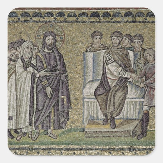 Jezus voor Pontius Pilate Vierkante Sticker (Voorkant)