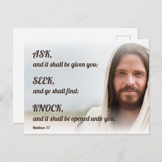 Jezus - Vraag, zoek, klop Briefkaart (Voorkant / Achterkant)