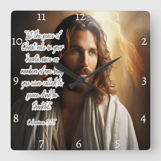 Jezus: Vrede, harten, Kolossenzen Vierkante Klok (Voorkant)