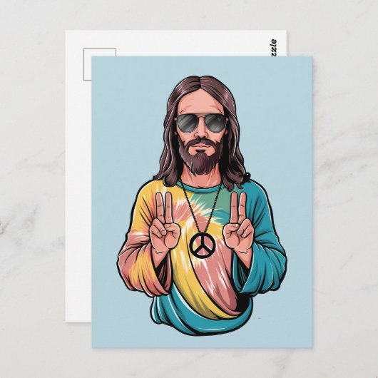 Jezus vrede hippie briefkaart (Voorkant / Achterkant)