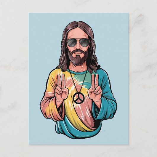 Jezus vrede hippie briefkaart (Voorkant)