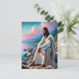 Jezus vredige Redder in Goddelijke Reflectie Briefkaart