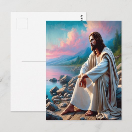 Jezus vredige Redder in Goddelijke Reflectie Briefkaart (Voorkant / Achterkant)