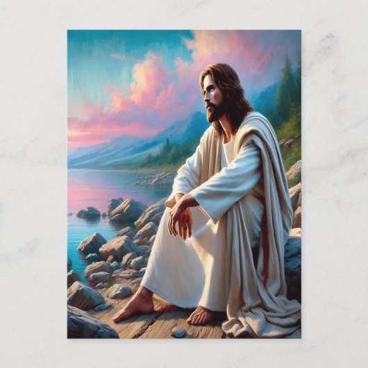 Jezus vredige Redder in Goddelijke Reflectie Briefkaart (Voorkant)