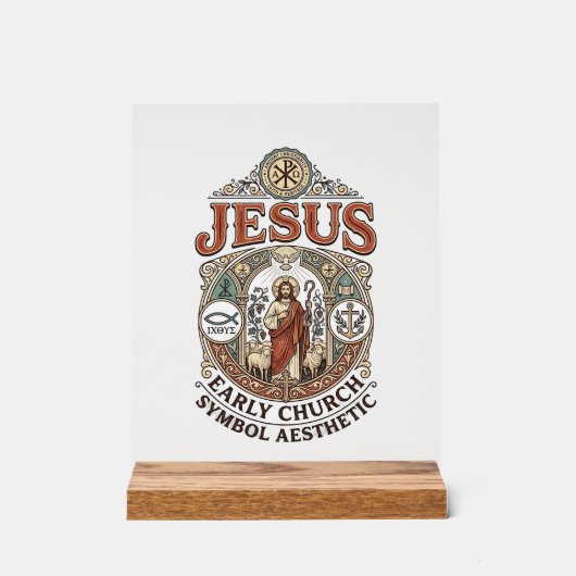 Jezus Vroegkerkelijk Symbool Esthetisch Jezus Vroe Acryl Bord (Voorkant)