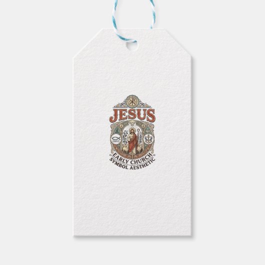Jezus Vroegkerkelijk Symbool Esthetisch Jezus Vroe Cadeaulabel (Voorkant)