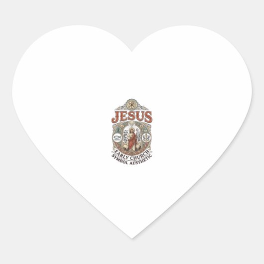 Jezus Vroegkerkelijk Symbool Esthetisch Jezus Vroe Hart Sticker (Voorkant)