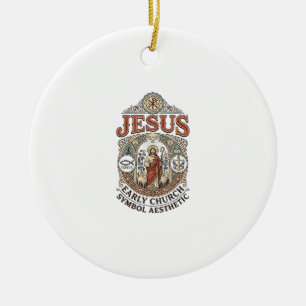 Jezus Vroegkerkelijk Symbool Esthetisch Jezus Vroe Keramisch Ornament